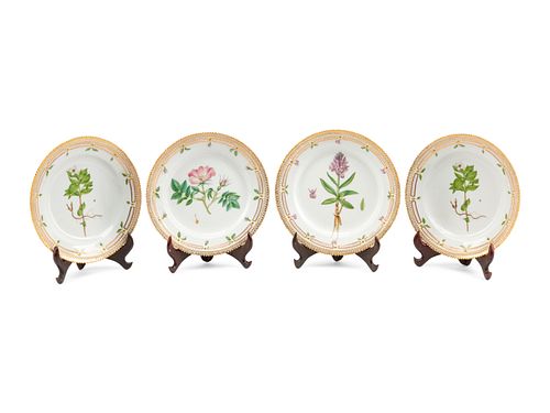 A Set of Four Royal Copenhagen Flora Danica   Porcelain Plates
