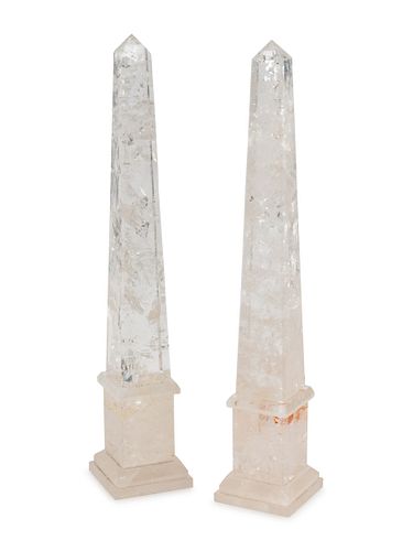 A Pair of Rock Crystal Obelisks