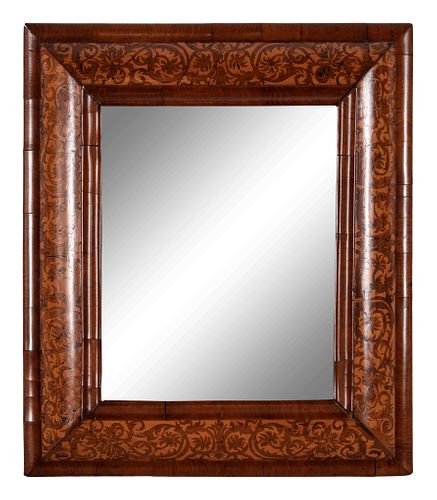 A William and Mary Walnut and Marquetry Mirror