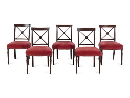 A Set of Five Regency Mahogany Side Chairs