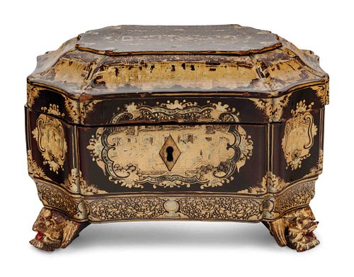 A Chinese Export Lacquered Work Box