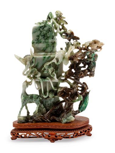 A Chinese Export Carved Hardstone Figural Group