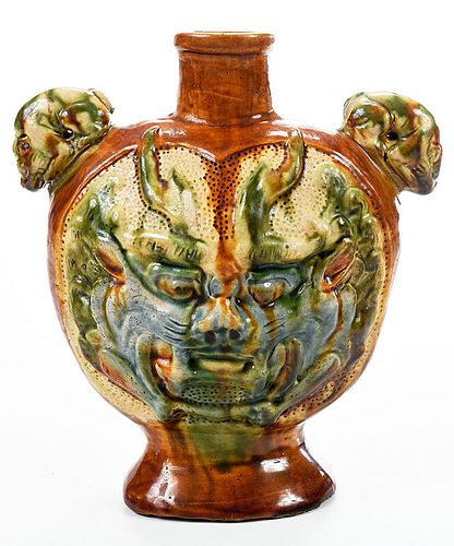 Chinese Sancai Glazed and Molded Pilgrim Flask