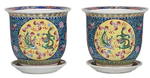 Pair of Chinese Porcelain Cachepots 