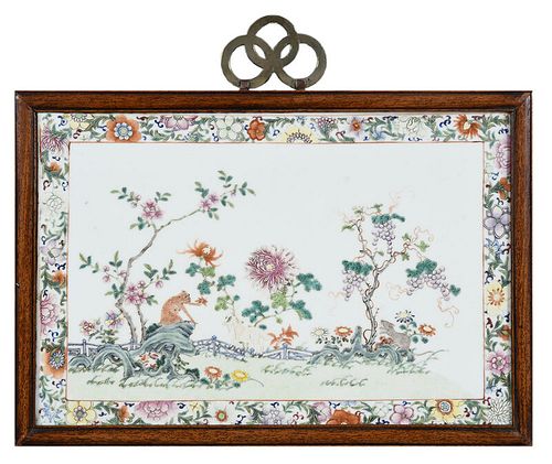 Chinese Famille Rose Enameled Porcelain Plaque