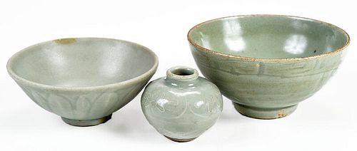 Three Pieces Song Style Celadon Stoneware