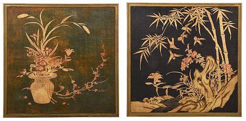 Two Asian Style Embossed Panels