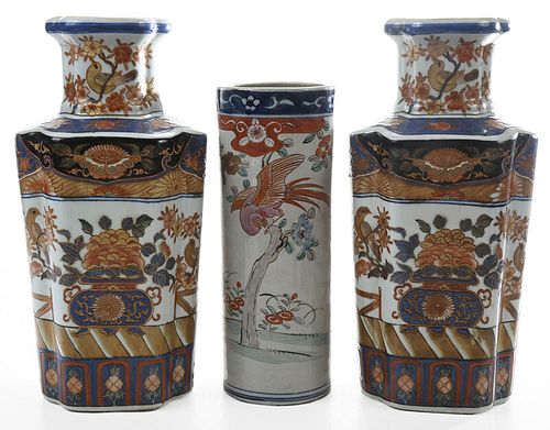 Three Imari Porcelain Vases
