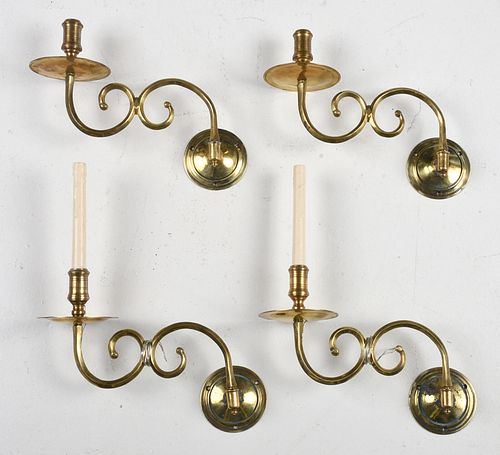 Group of Four Reproduction Brass Sconces 