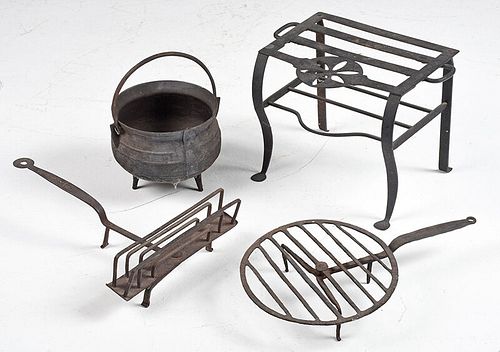 Four Wrought Iron Fireplace Cooking Implements