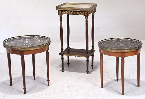 Group of Three French Marble Top Side Tables