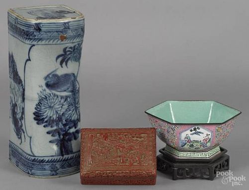 Chinese Qing dynasty blue and white porcelain pi