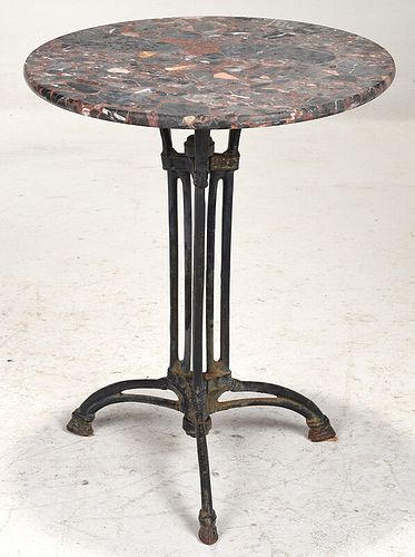 Victorian Marble Top Cast Iron Side Table