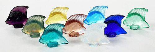Nine Lalique Glass Fish
