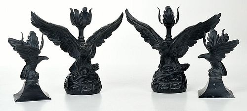 Two Pairs of Eagle Form Candlesticks