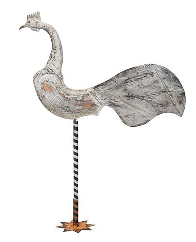 Modern Folk Art Peacock Form Ornament