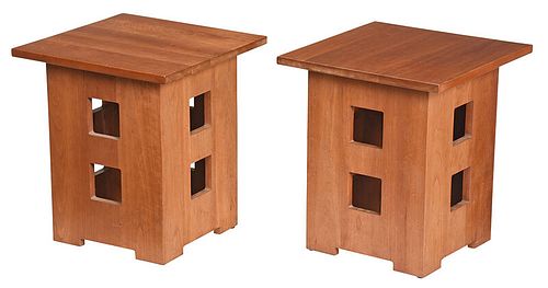 Pair Contemporary Stickley Cherry Side Tables