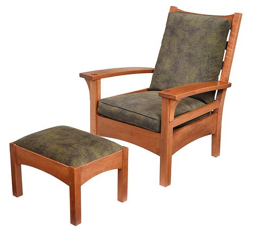 Stickley Arts and Crafts Armchair and Footstool
