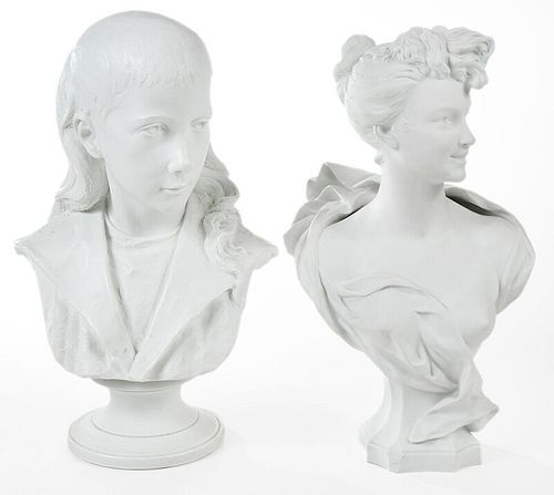 Two Parian Busts, Ernest Sperlacken