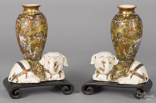Pair of Japanese Satsuma vases, ca. 1900, with