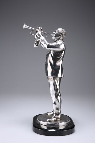 A WHITE-METAL MODEL OF THE AMERICAN TRUMPETER LOUIS ARMSTRO