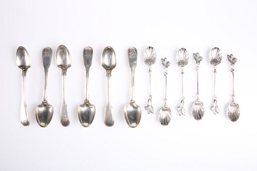 A SUITE OF SIX VICTORIAN SILVER TEASPOONS, by John Henry Wi