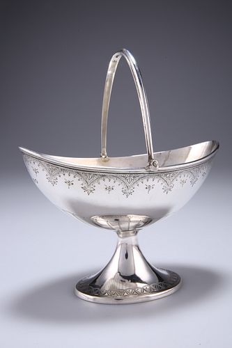 A VICTORIAN SILVER SWING-HANDLED SUGAR BASKET, by Henry Hol
