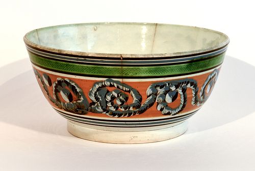 Large Mocha Bowl with Earthworm Decoration