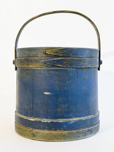 Blue Painted Firkin - signed