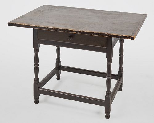 Early New England Stretcher Base Tavern Table