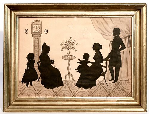 Fine Family Group Watercolor Silhouette