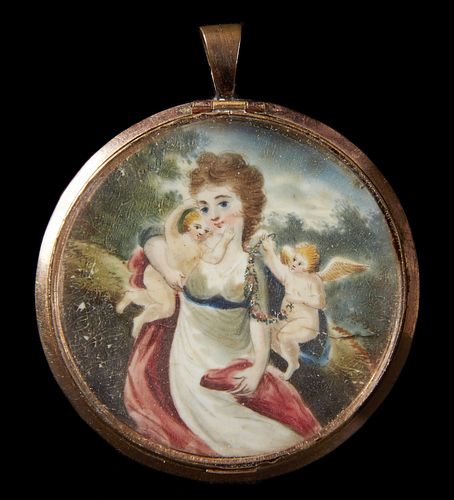 Miniature Portrait with Woman & Angels