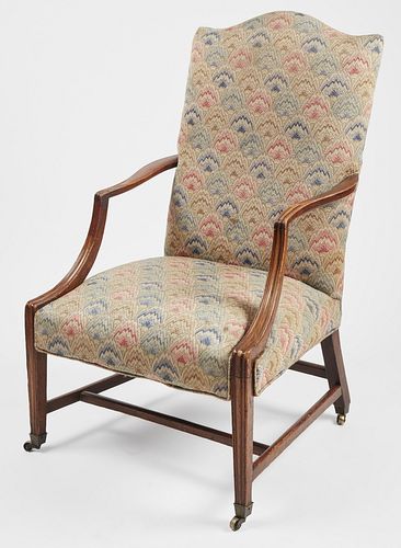 Mahogany Upholstered Lolling Chair