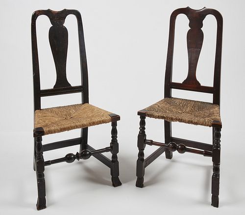Two Queen Ann Spanish Foot Side Chairs