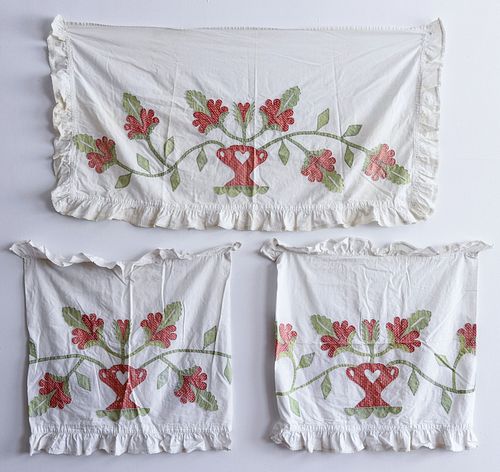 Two Applique Pillow Cases with Matching Sham