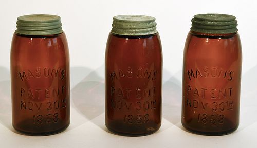 3 Amber Mason's Jars