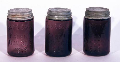 3 Amethyst Mason's Jars