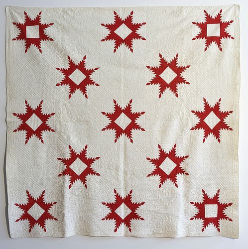 Red and While Snowflake Quilt