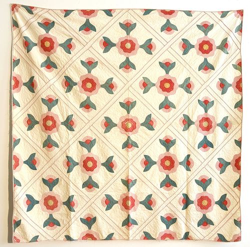 Pink and Green Tulip Quilt