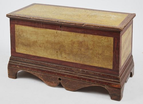 Decorated Blanket Chest with Carved Apron