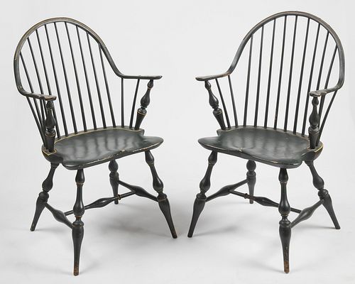 Pair of Dimes Continuous Arm Windsor Chairs