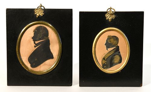 2 English Miniature Silhouettes of Gentleman
