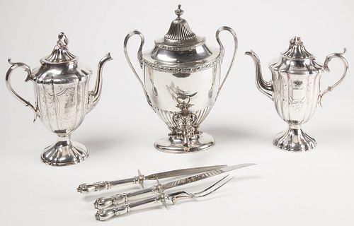 Silver Plate Coffee Pots and Urn