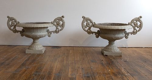 Fine Pair Cast Iron Garden Urns