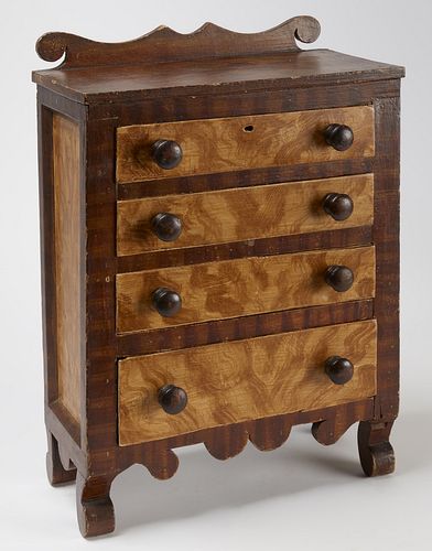 Fine Miniature Paint Decorated Chest of Drawers