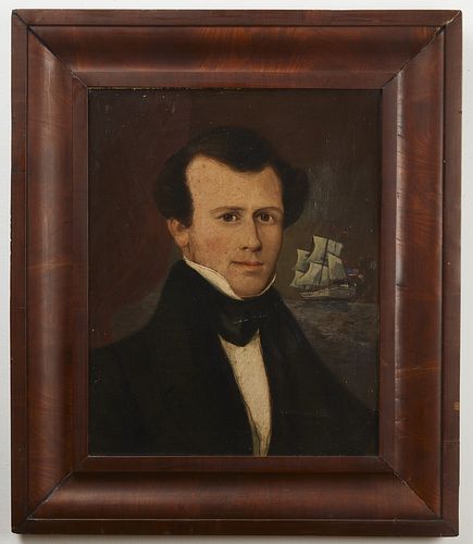 Primitive Portrait of a Man with Clipper Ship