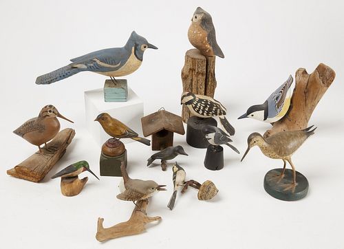 Lot of 12 Miniature Carved Birds