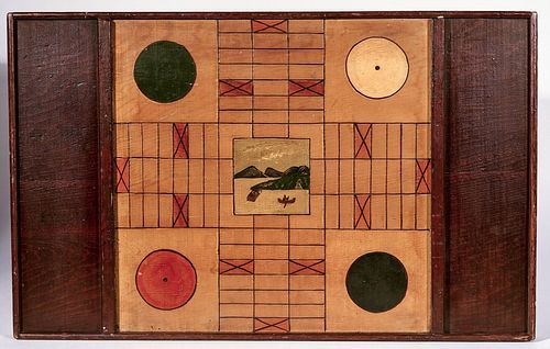 Painted Parcheesi - Checkers Gameboard