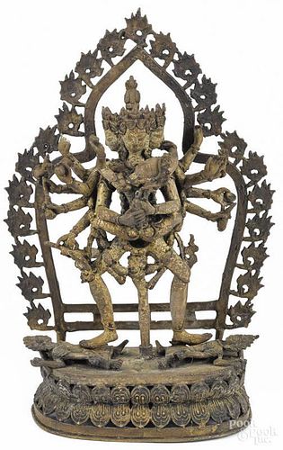 Tibetan bronze figure of Yamantaka holding Vajra