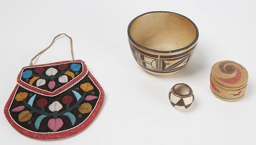 Native Beaded Bag miniature pots-basket